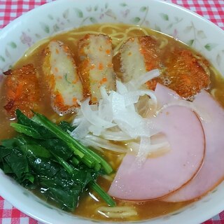 野菜さつま揚げとハムとほうれん草のラーメン☆